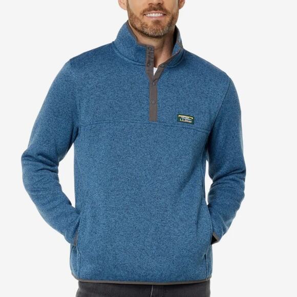 LL BEANS size XL Men's Blue Half snapper pullover Sweater - Picture 1 of 12